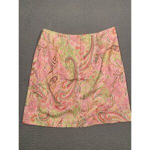 Vinage Talbots Skirt Pink Paisley Cotton A line Lined Size‎ 12P Petites